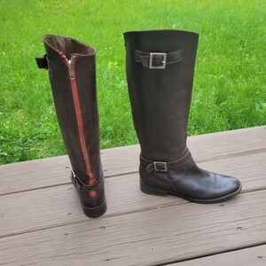 Matisse Betty Brown Leather Buckles‎ Western Boho Equestrian Riding Tall Boots